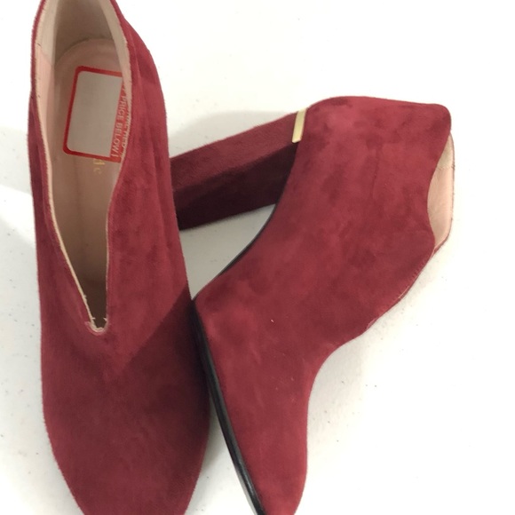 Kate Spade New York Ankle Boots Block Heels Women Maroon Made in Italy Size 8.5 - Picture 9 of 9